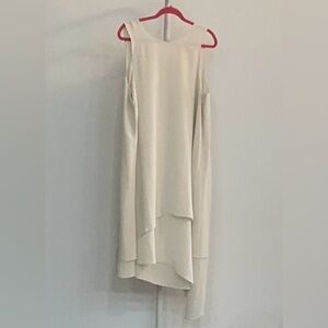 Eileen Fisher Classic Cream Dual Layered Diagonal Cut Silk Tank - 001